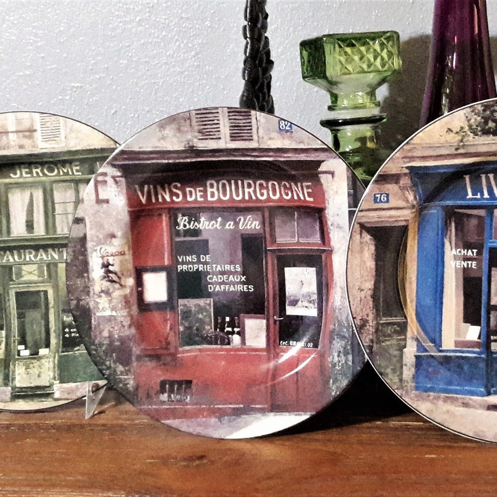 4 Plates Storefronts by Sakura French Decor NWOT